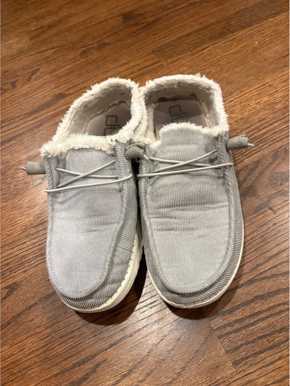 Hey Dude Wendy Corduroy Grey Slippers Size US 9 EU 40